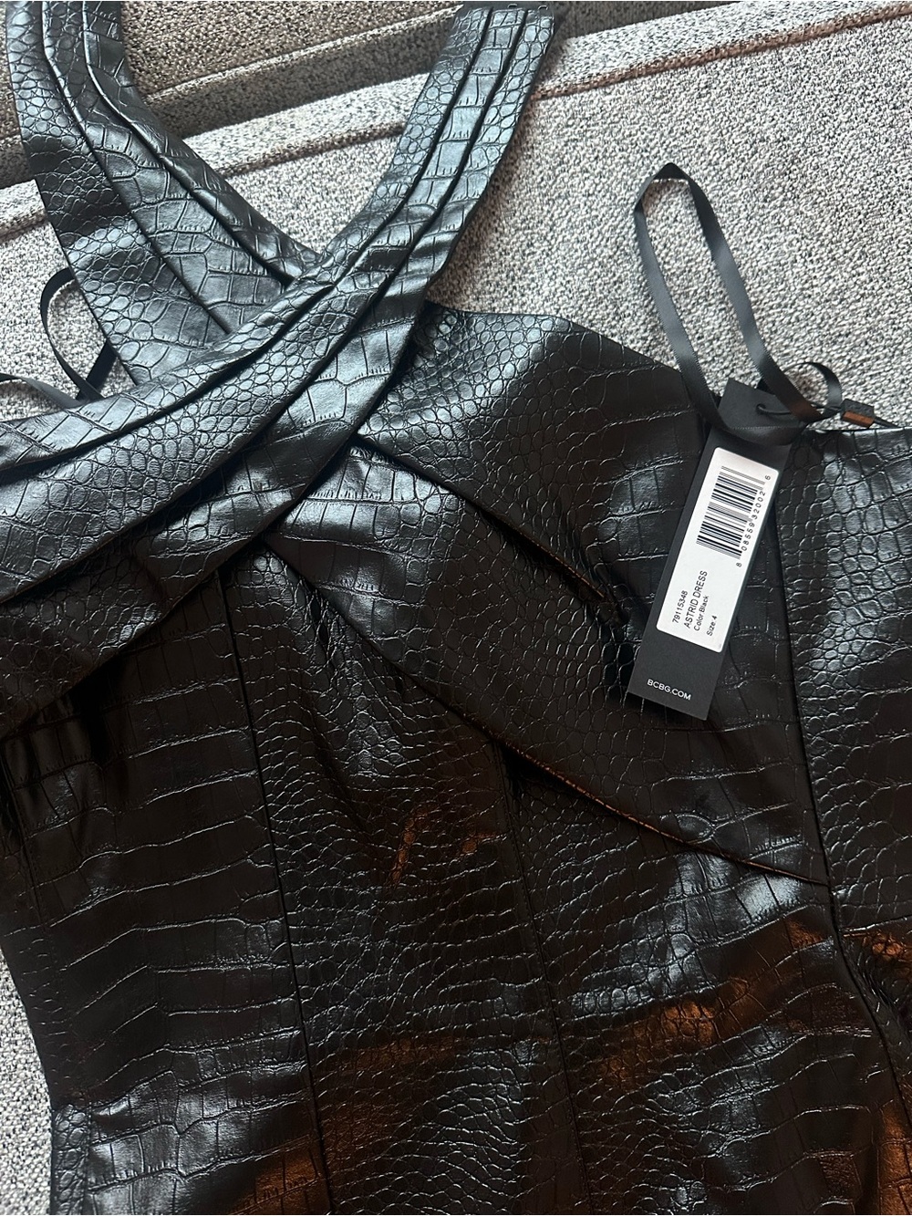NWT BCBG Faux Leather Astrid Dress in Black - Picture 5 of 5
